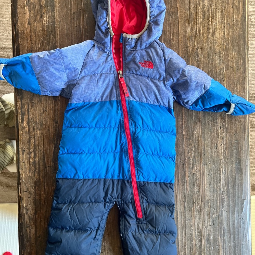 *SOLD* The North Face Blue and Red Infant Snowsuit